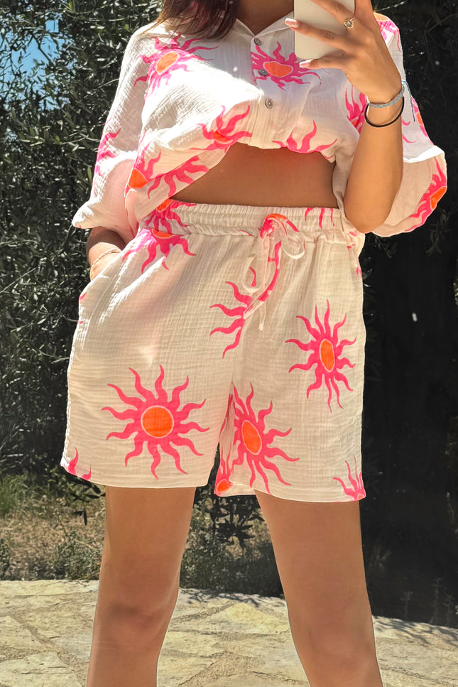 Short imprimé Soleil - Fuchsia