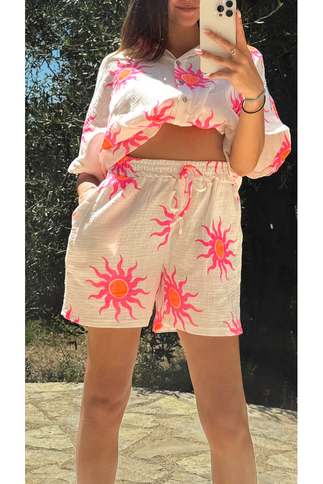 Short imprimé Soleil - Fuchsia