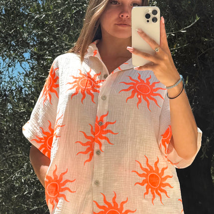 Chemise imprimée Soleil - Orange