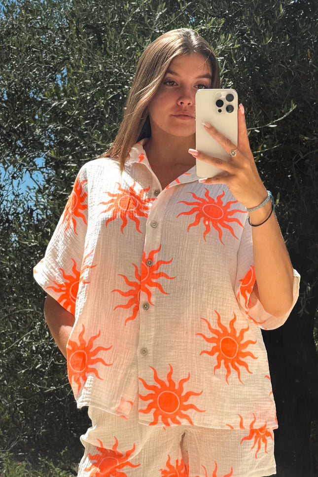 Chemise imprimée Soleil - Orange