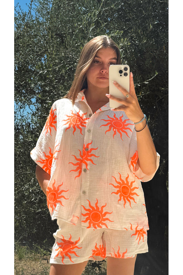 Chemise imprimée Soleil - Orange