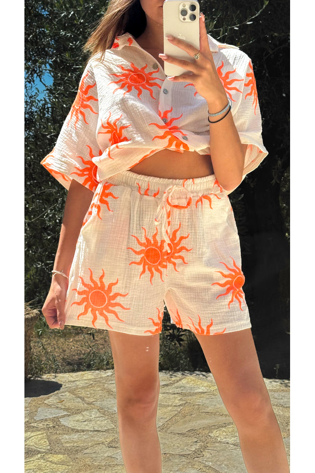 Short imprimé Soleil - Orange
