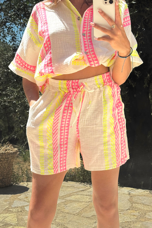 Short imprimé - Fuchsia Jaune