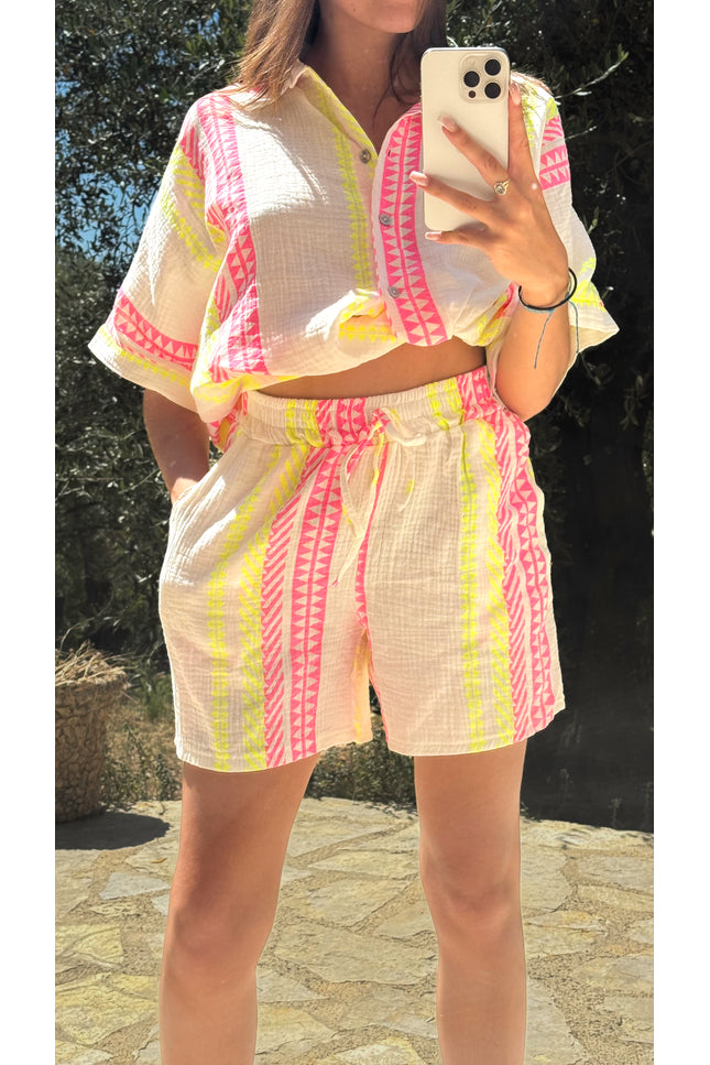 Short imprimé - Fuchsia Jaune