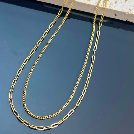 Collier double pour charms - Doré